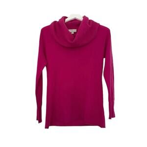 Nordstrom 100% Cashmere Bright Pink Cowl Neck Turtleneck Sweater Size Small